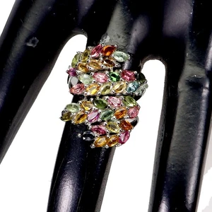 925 Sterling Silver Ring Marquise Tourmaline Natural Gemstone Jewelry Size 7 - Picture 1 of 14