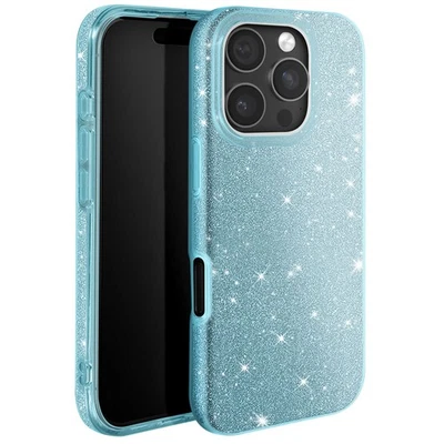 Avizar Coque à Paillettes pour iPhone 16 Pro Max Antichoc Scintillant Bleu - Photo 1/4