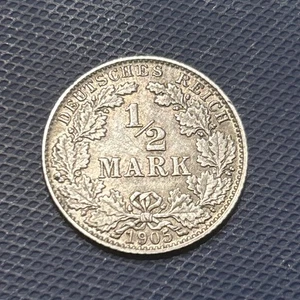 Münzen Kaiserreich 1/2 Mark Silber 1905 D - Bild 1 von 2