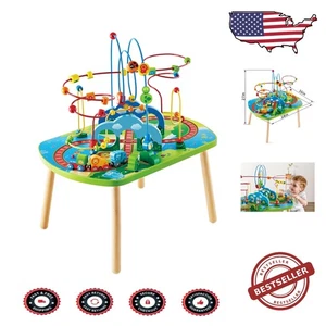 Eco-Friendly Jungle Adventure Railway Table with Interactive Bead Maze for Kids - Picture 1 of 9