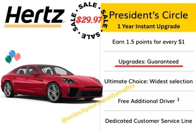 Actualización de membresía Hertz President’s Circle (actualización instantánea 1 AÑO) Foto 1 de 3