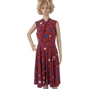 Robe neuve hobbs taille 10 bordeaux fleurie occasion fête smart office - Photo 1/10