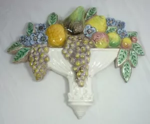 Arte de pared de frutas topiario estilo mayólica vintage hecho en Italia 23I064 - Imagen 1 de 8