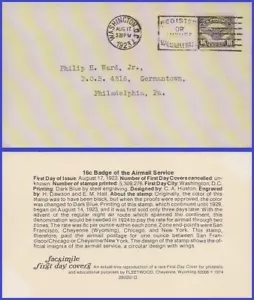USA5 #C5 ADDR FACSIMILE FDC Air Service Emblem - Picture 1 of 1