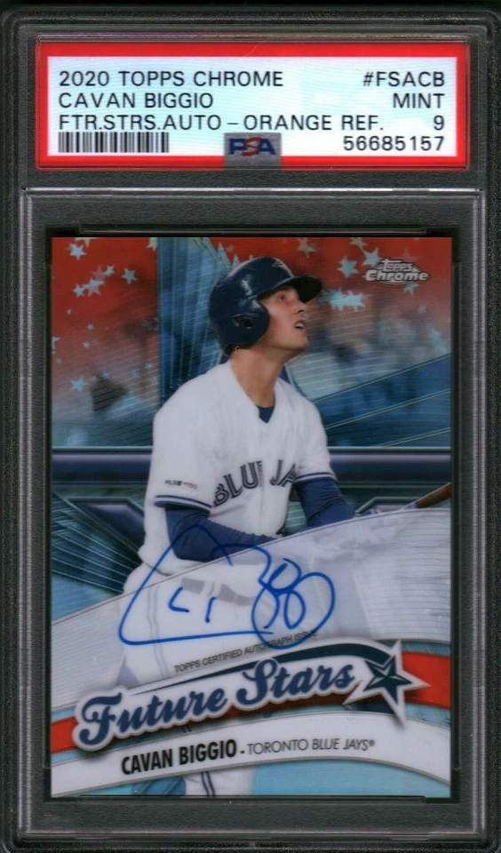 2020 Topps Chrome Cavan Biggio Future Stars Auto /25 Orange Refractor PSA 9 W10 - Image 1 of 1