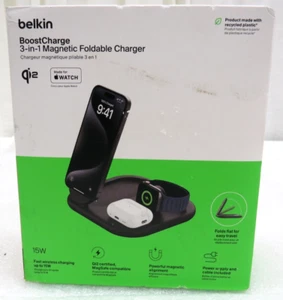 Belkin 3-in-1 15W Foldable Magnetic Qi2 Charger For Apple WIZ029ttBK - Zdjęcie 1 z 9
