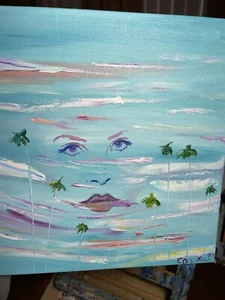 Lana Del Rey seltenes Porträt Öl auf Leinwand OAK 10 x 10 cm Dekor  - Bild 1 von 16