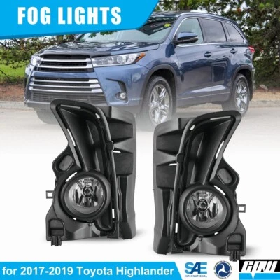 for 2017-2019 Toyota Highlander Fog Lights Clear Lens Pair Bezels Driving Lamps - Image 1 of 4