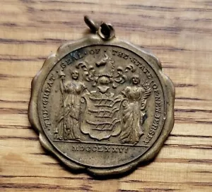 Coin.Pendant . state of New jersey Seal RARE gold plated 14k,old--1" Circum - Picture 1 of 2