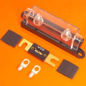 Quality ANL Fuse Holder Inline Clear with 50 AMP ANL Fuse Terminals Heat Shrink - Picture 1 of 7