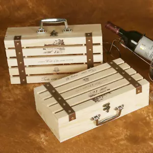 2x Cassetta Espositore da Viaggio in Legno di Pino Naturale 2 Bottiglie di Vino - Foto 1 di 11