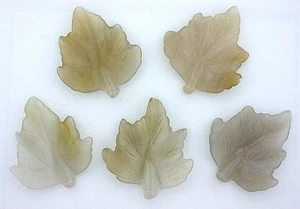 TWO 1 2/3 x 1 1/2 Inch Gray Agate Leaf Top Side Drilled Focal Gem Bead ebs6609 - Picture 1 of 1