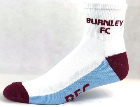 Burnley Football Club Soccer Quarter Socks White Cover