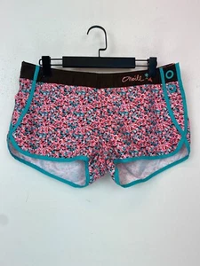 O'Neill Pink Floral Print Board Shorts Turquoise Trim Quick Dry Size 32 UK 12 - Picture 1 of 11