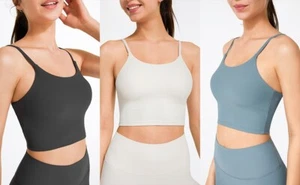 GRAY Large NiCEDAY Women Padded Sports Bra Fitness Workout Running Yoga Tank Top - Picture 1 of 7
