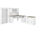 Bush Furniture 60" L-Shaped Desk w/Hutch File Cabinet 5-Shelf Bookcase FV006G2W