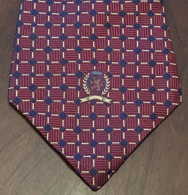 Corbata Tommy Hilfiger Borgoña Azul Dorado 100% Seda Importada Para Hombre Hecha en EE. UU. Foto 1 de 4