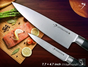 NEW Japanese Steel Chef's Knife 7.7" + Fruit Knife 4.7" Kit Kitchen Cutlery - Picture 1 of 6