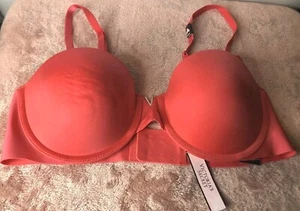 Victoria's Secret Lightly Lined Pink Underwire Demi Bra gold V accent 34B New! - Picture 1 of 7
