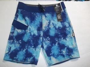 New Volcom sz 27 / 14 Tech boys board shorts swim trunks blue swimsuit - Picture 1 of 2