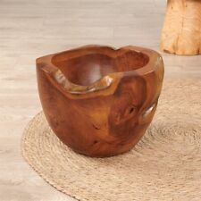 Teak Wooden Bowl 8.3'' Tall Handcrafted Rustic Bowl Natural Home Decor