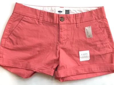 NWT Old Navy Chino Shorts Coral Pink 5" Cotton Blend Womens Size 0 Petite - Image 1 of 3