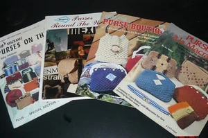 Menge 4 Vintage Makramee Muster Bücher Geldbörsen unterwegs um die Welt Boutique - Bild 1 von 3