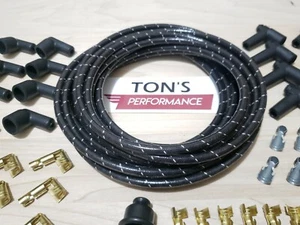 8mm Vintage Cloth Covered Spark Plug Wire Kit for ELECTRONIC IGNITION SYSTEMS WT - Picture 1 of 6