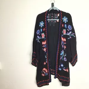Cárdigan Curations Mujer 2X/3X Negro Multicolor Floral Bordado Frente Abierto - Imagen 1 de 10