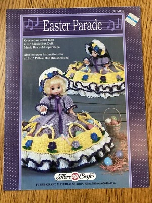 Desfile de Pascua Almohada y Cama Muñeca Vestido Fibra Artesanal Crochet Patrón Folleto FCM235 Foto 1 de 2