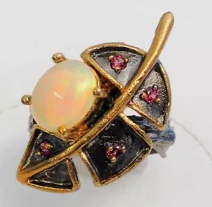 Ring Size 7.25 NATURAL Opal 925 10x8mm Sterling Silver - Picture 1 of 4