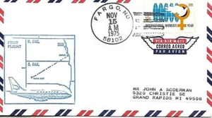 First Airmail Flight Fargo ND November 15 1975 AAMC#73NE95 - Picture 1 of 1