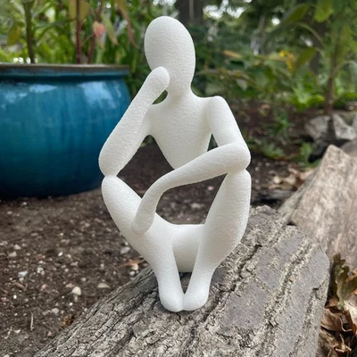 Thinking Pose Figurin, Japanese Wabi-Sabi Style,Minimalist / Zen /Japanese Decor - Image 1 of 4