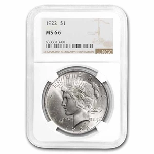1922 Peace Dollar MS-66 NGC - Picture 1 of 3