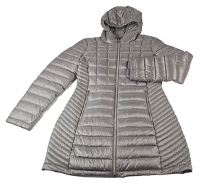 Calvin Klein Daunen Puffer Mantel Damen M lila leicht Premium mittellang Kapuze - Bild 1 von 15