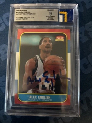1986 Fleer Baloncesto #30 Alex Inglés Jersey Fusion BGS 9 Ligero Grieta 1228 Foto 1 de 3