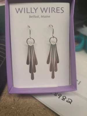 Pendientes con flecos de plata de ley, colgantes de plata martillada boho, ligeros Foto 1 de 2