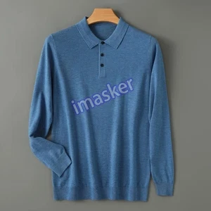 Men Merino Wool Sweater Collar Autumn Winter New Cashmere Pullover Knitwear - Picture 1 of 26