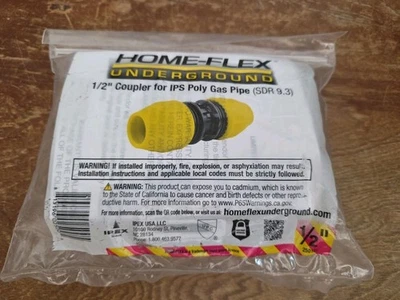 HOME-FLEX 18-429-005 1/2" IPS DR 9.3 UNDERGROUND YELLOW POLY GAS PIPE COUPLER - Image 1 of 2