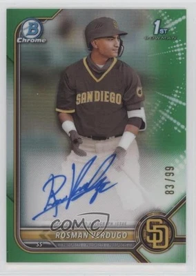 2022 Bowman Chrome Prospect Green Refractor /99 Rosman Verdugo #CPA-RV Auto - Image 1 of 2