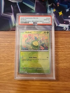 2025 POKEMON PRE EN-PRISMATIC EVOLUTIONS MASTER BALL REVERSE HOLO BUDEW PSA 10 - Picture 1 of 1
