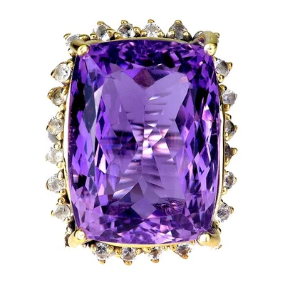 Anillo de plata de ley 925 amatista antigua 21x17 mm topacio hecho a mano piedras preciosas tamaño 9 Foto 1 de 4