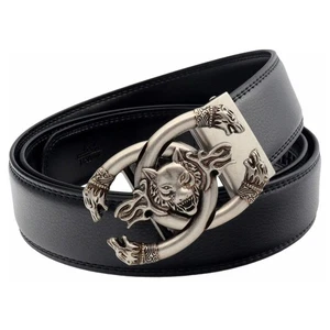 Mens Ratchet Leather Belts for Men Jeans Dress Wolf Automatic Belt Buckle Q19 - Picture 1 of 25