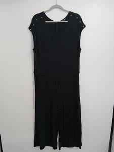 LRL Lauren Ralph Lauren Mono Mujer L Negro Capri Pierna Ancha Elastizado Mameluco - Imagen 1 de 10