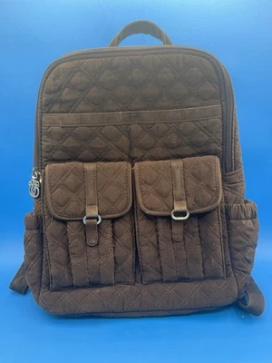 "Mochila acolchada de microfibra Vera Bradley marrón chocolate 15""" Foto 1 de 4