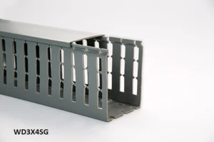 8 Nuevos 3""x4""x2m Dedo Ancho Ranura Abierta Cable Conducto Pista de Canalización, Material de PVC, Gris - Imagen 1 de 4