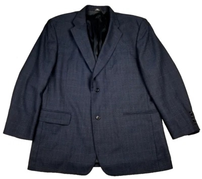Blazer Haggar Abrigo Deportivo Chaqueta Informal Para Hombre 46R Azul Ventana Cuadros Lana Bl  Foto 1 de 4