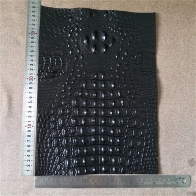 Folha de couro bovino para artesanato faça você mesmo tecido de couro padrão crocodillef 36x25,5cm - Imagem 1 de 4