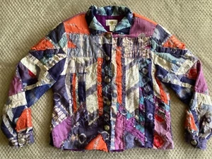 Sandy Starkman Vintage 100% Silk Colorful Textured Jacket Medium - Picture 1 of 12