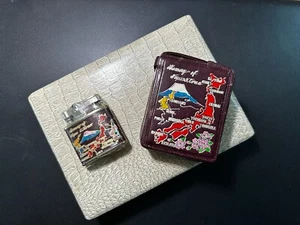Longin Leather Memory Japan Korea Lighter Cigarette Case Boxed Set Never Used - Picture 1 of 3